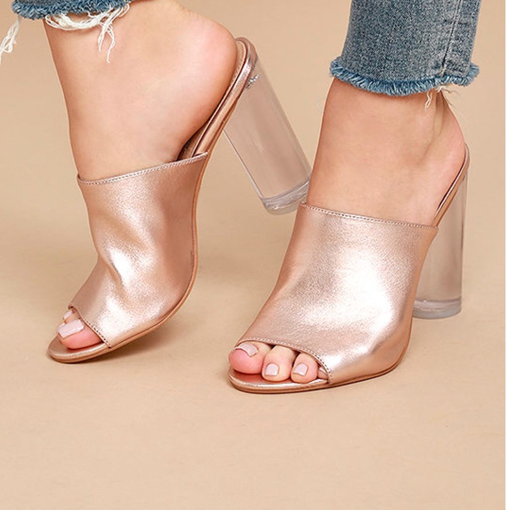 Steve Madden Rose Gold Metallic Leather Mule